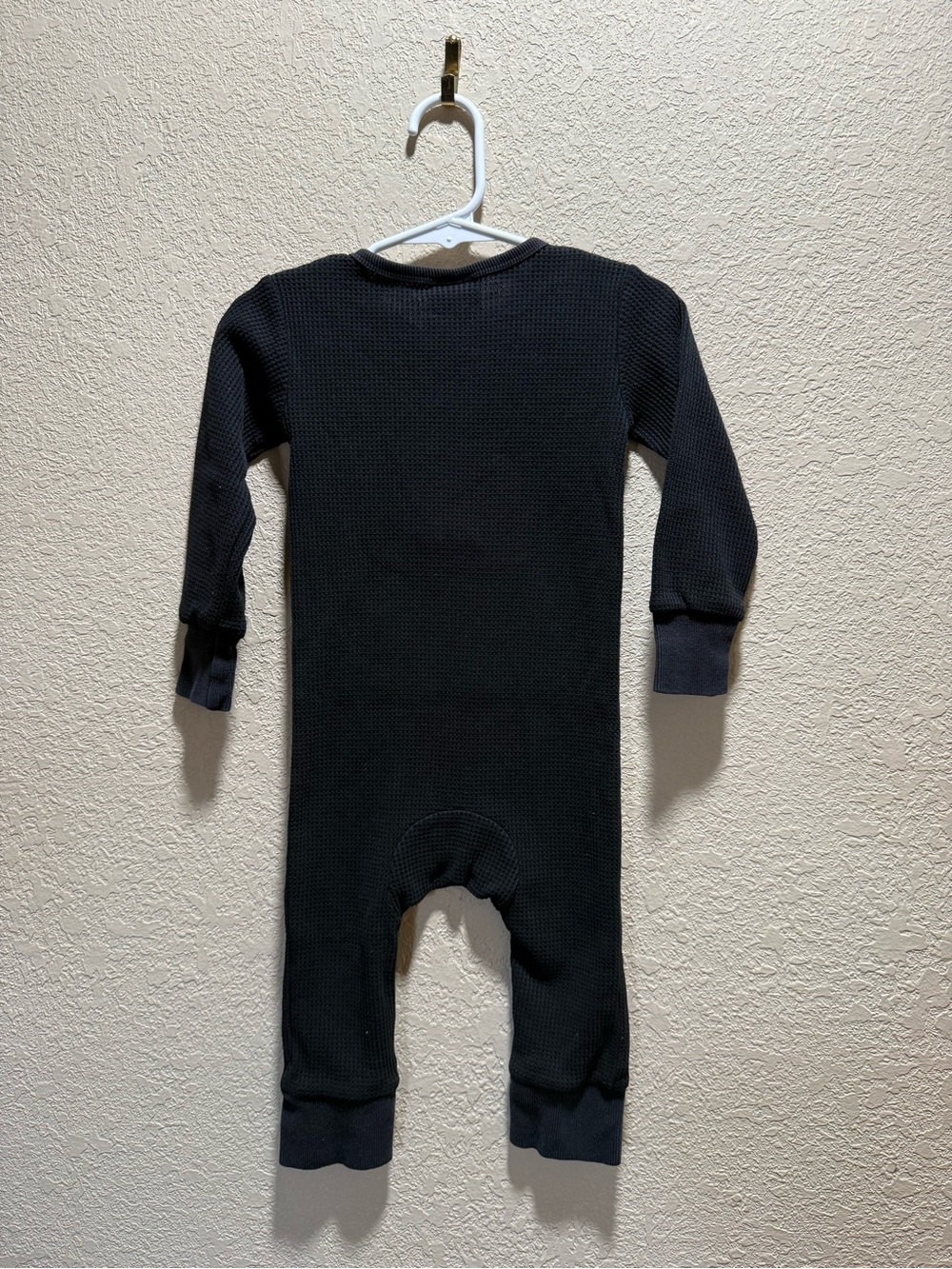 Little Bipsy Black Waffle-Knit One-Piece Romper - Picture 2 of 2
